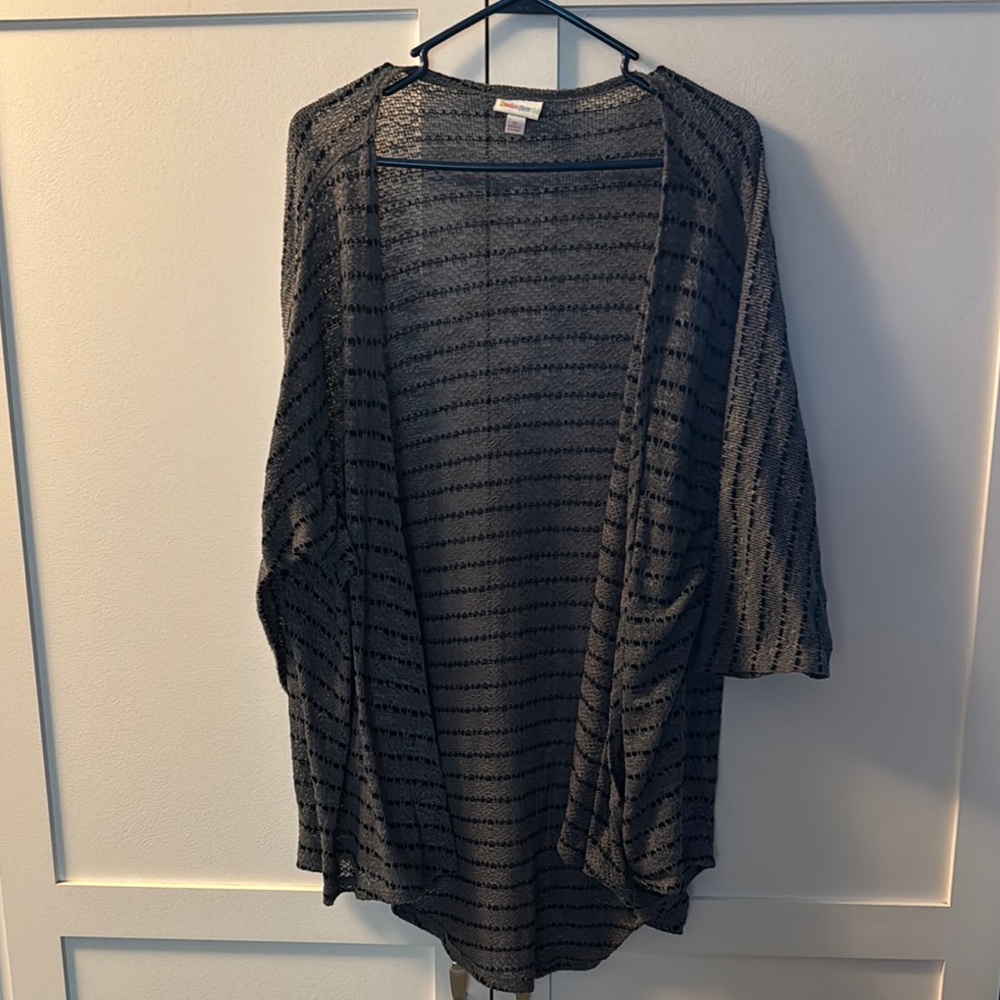 LuLaRoe Black and Gray Open Front Cardigan Sweater